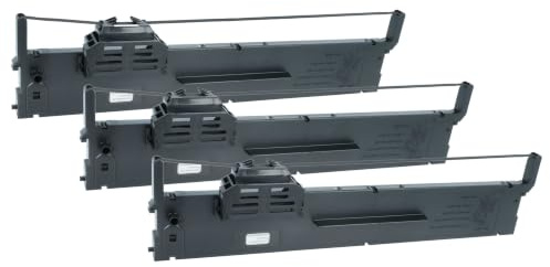 vhbw 3x Farbband Schriftband kompatibel mit Epson PLQ 20 | PLQ20, PLQ 20 D, PLQ 20 CS, PLQ 20 DM Nadeldrucker, Bondrucker - Schwarz