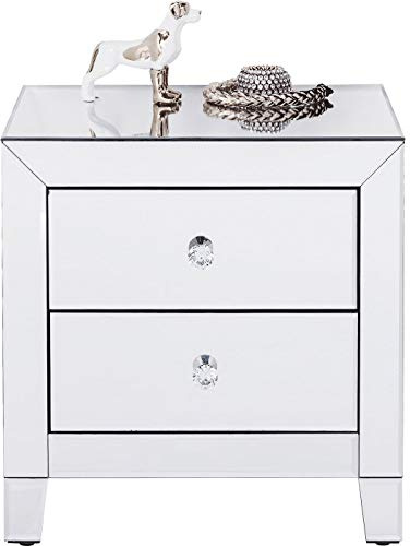 Kare Design Kommode Luxury, Verspiegelt, 51x49x41 cm, Nachtkästchen, Nachttisch, mit 2 Schubladen, Glas Verkleidung, Schlafzimmer