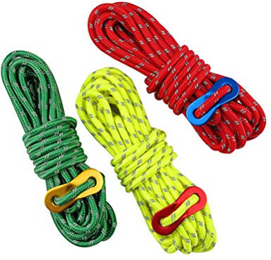 BESPORTBLE 3 STÜCKE Camping Seil Schnur Reflektierende Wind Seil Gurtband String Sun Shelter Markise Camping Nachtlicht Winddicht Noose für Wandern Angeln Jagd-4 Meter / 157 Zoll Lange