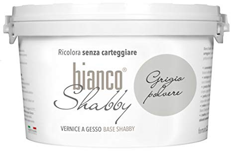 bianco Shabby® Grigio Polvere (dammiggrå) vattenbaserad kritfärg för alla ytor – extra matt finish (2,5 liter)