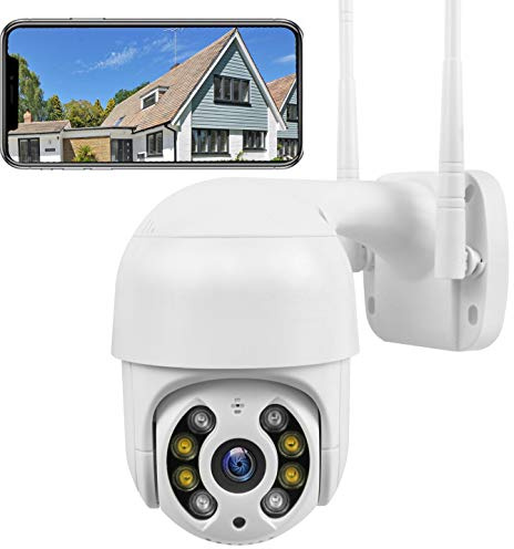 PTZ Camera WiFi 1080P, IP Camera 320° Pan/90° Tilt, Sensore di Movimento, Audio Bidirezionale, Visione Notturna, IP66 Impermeabile, APP Allarme