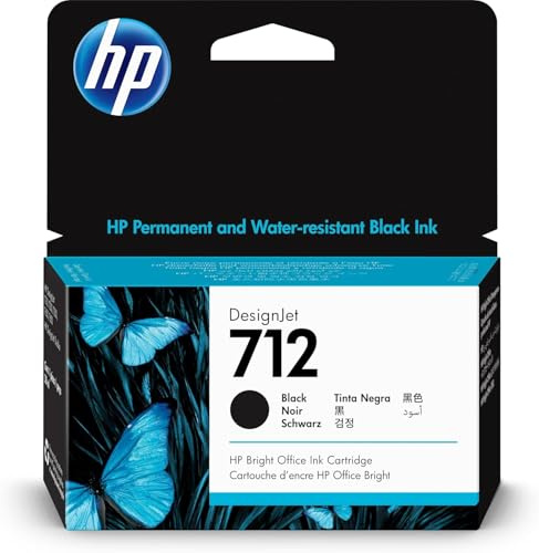 HP 712 Schwarz, Original Druckerpatrone | Tinte für DesignJet T650, 38 ml (3ED70A)