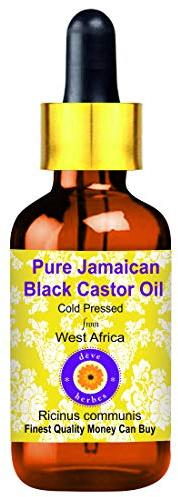 Deve Herbes Pure Jamaican Black Castor Oil (Ricinus communis) Non-Sticky | Non-Greasy | for Hair, Eyelashes, Brows, Skin & Massage 10ml with Glass Dropper