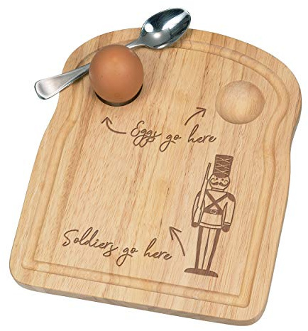 Coquetier en bois avec inscription « Go Here Soldats Go Here »