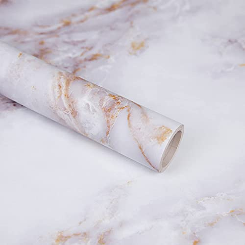 Decoroom Marble Effect Self Adhesive Vinyl Wrap 30x300cm | Marble Sticky Back Plastic Roll Waterproof Peel and Stick Wallpaper for Kitchen Bathroom Countertop Table Furniture Stickers