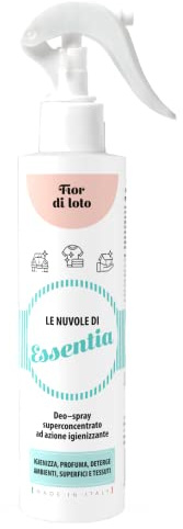 Le Nuvole di ESSENTIA, Profumo Igienizzante Spray | Fior di Loto | 250 ml (Confezione da 1) | Per Ambienti, Tessuti e Superfici con Essenze Naturali e Sali Quaternari di Ammonio