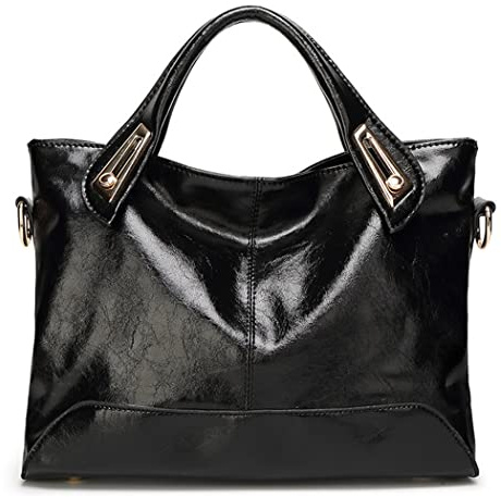 BUKESIYI Mujer Bolsos Bandolera Vestir Casual Bolsos de Mano Convertible PU Cuero Piel ES77308 Fekete