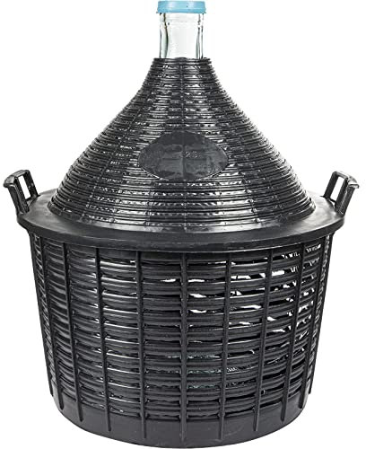 AlcoFermBrew Garrafa de Vidrio para Vino 25L con Cesta Plástica – Ideal para Fermentación
