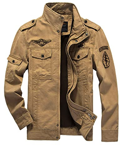 MERCIYD Men's Transition Jacket Casual Cotton military vintage Cargo Multi Pockets Stand-Up Collar Windbreaker Autumn/Winter Jacket