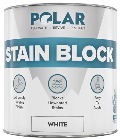 Polar Stain Blocker Paint - Matt White - 1 Litre | Ideal for Concrete, Cement, Wood, Brick & Painted Surfaces | Prevents & Removes Stains, Grease, Water Marks & Rust on Internal Walls & Ceilings