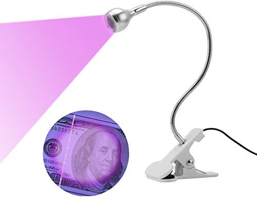FAMKIT 3W UV Kleber Aushärtung Lampe LED Ultraviolett Aushärtung Lila Licht mit Schwanenhals UV Kleber Lampe Ultraviolett mit Clip und Schalter für Telefon Reparatur UV Gel Nagel und Ultraviolett