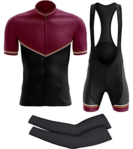 FFFF & OLFEH Trajes de Conjunto de Ciclismo para Hombres,Traje Ciclismo Hombre Verano Conjunto Bicicleta Ropa MTB Maillot Bici Manga Corta con 5D Almohadilla de Gel (L,Rojo A)