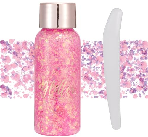 GL-Turelifes - Gel glitter con frammenti di grandi dimensioni, effetto sirena, da utilizzare come ombretto sul viso o su corpo, capelli, unghie, a lunga durata, per festival, 30 g, (#104, rosa)