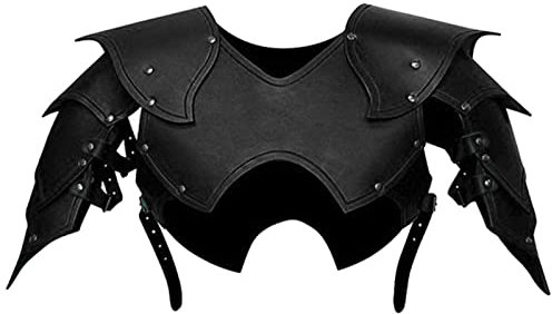 Halatua Warrior PU Leder Brustpanzer - Mittelalter Elf Cosplay Kostüm Elfen Schulter Brust Rüstung - Gladiator Schulterpanzer Ritter Leder Larp Weste Tops Schnalle Riemen