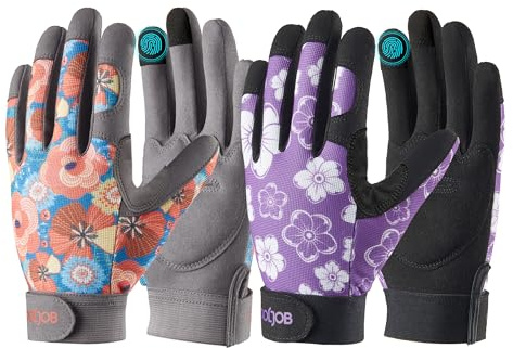 COOLJOB Gartenhandschuhe für Damen, Arbeitshandschuhe für Rosenschnitt, Gepolsterte Rosenhandschuhe aus Kunstleder mit Klettverschluss (2 Paar, Größe XS-S)