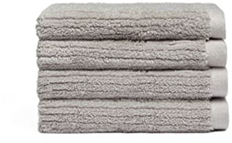 Cozy Earth Ribbed Washcloth Set - 60% Cotton 40% Viscose from Bamboo Bathroom Washcloths - Soft & Absorbent Textured Ribbed Pattern - 4 Pack Light Grey
