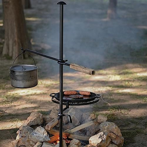 Grille de cuisson pivotante robuste pour feu de camp, grille au-dessus du foyer, support de barbecue