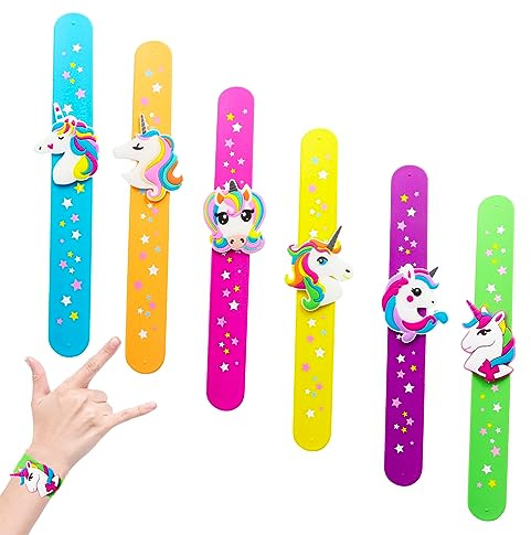 6 Pcs Unicorn Silicone Slap Bracelets,Snap Bracelet Bands,Unicorn Party Bag Fillers,CuteUnicorn Silicone Wristbands for Kids Girls Birthday Gifts,UnicornTheme Party Supplies,Classroom Prize Gifts