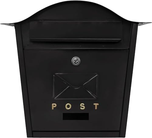 ACL Wall-Mounted Letter Box - Ensures Security for Letters and Parcels, Waterproof, Durable, Stylish Lockable Design, Aluminium Build (Black)