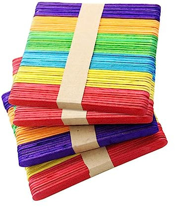 Lurrose 4tasche Holz-bastelstäbe Farbige Diy Für Junge Mädchen Eis Am Stiel-stäbe Pro Beutel Langlebig Und Umweltfreundlich Für Bastelprojekte
