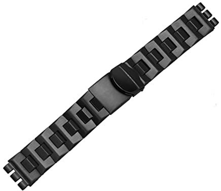 PURYN Für Swatch massiver Kern Metallarmband konkav konvexe Uhrenkette YCS Yas YGS Eisen Herren und Damen Stahlarmband Keramikband, 21 mm, Achat