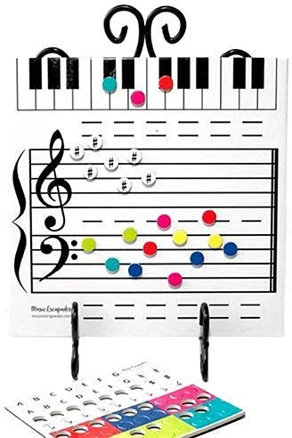 Pizarra Magnética de Borrado en Seco, Herramienta de Enseñanza de Notas Musicales con 70 Imanes Coloridos, Superficie de Doble Cara para Conceptos, Entrenamiento Auditivo,
