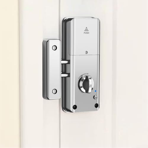 Getdoublerich 1 serratura per porta invisibile intelligente, serratura in legno per sblocco app/scheda TUYA, supporta più metodi di sblocco crittografia invisibile (per serratura TUYA argento)