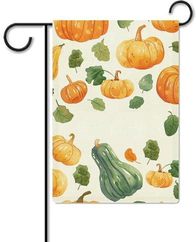 Drapeaux de jardin en lin double face - Drapeau vertical décoratif d'extérieur - Citrouilles et courges - Drapeau d'extérieur pour toutes les saisons - Petit drapeau de jardin pour les vacances