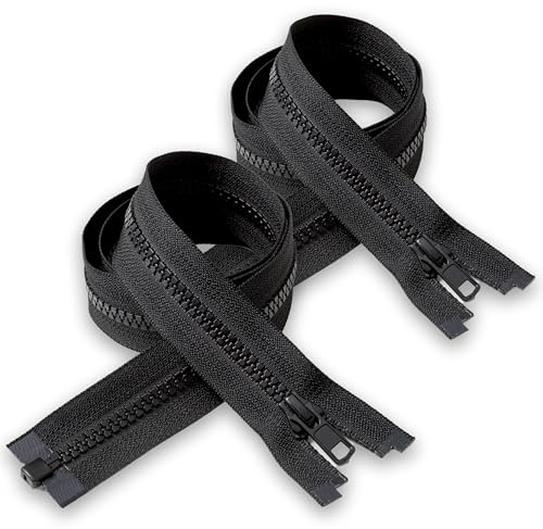 IPEA Cerniera Lampo Nera lunga 65 cm Nera - 2 Pezzi - Catena Misura #5 - Cerniere Lampo Divisibili per Abbagliamento Arredamento Cucito Giacche - Zip - Larghezza 30 mm - Colore Nero