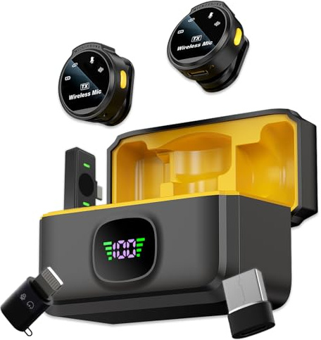 CNIMSSN Drahtloses Lavalier Mikrofon für iPhone ipad & Android, USB C Mini Ansteckmikrofon drahtlos, Hi-Fi Audio, 65m Reichweite, Rauschunterdrückung, 30H Batterie für Videoaufnahmen, Vlogs