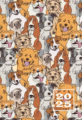 2025: A6 Wochentaschenkalender | 1 Woche auf 2 Seiten Terminplaner | Buchkalender im Mini Format | Weekly Planner Kalender | Jahresplaner Kalenderbuch ... | Agenda Planer Klein & Kompakt Lustige Hunde