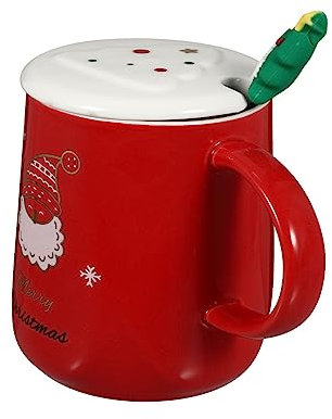 SHOWERORO Weihnachtskaffeetasse Cartoon Keramik-wassertasse Weihnachtsbecher Mit Deckel Löffel Festival-milchtasse Für Kaffee Tee Wasser Getränke