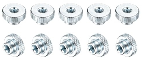 sourcing map Knurled Thumb Nuts, 10Pcs M3 x 11 x 6mm Carbon Steel Knurled Nut, Adjusting Round Knobs Fasteners Nuts for 3D Printer Parts, Blue White