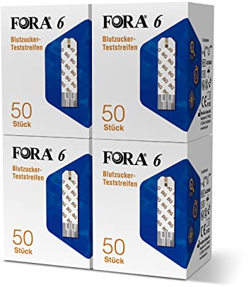 FORA 6 Blutzucker Teststreifen 200 Stück – kompatibel mit FORA 6 Duo/Plus/Connect Blutzuckermessgeräten