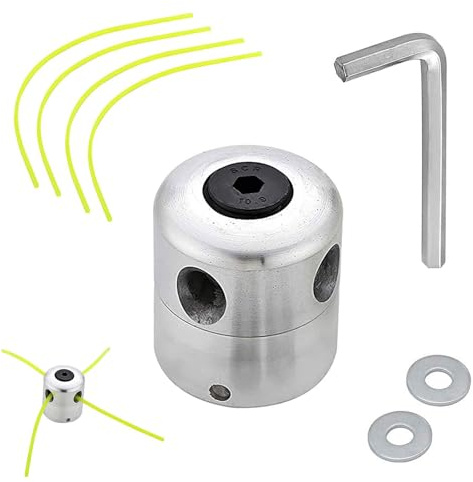 Luabue Cabezal Desbrozadora Universal Cortador de Cabeza de Aluminio Universal Bobina de Jardín Strimmer Cortacéspedes con 4 Líneas de Nylon Líneas Reemplazo Accesorios de Cortacésped Herramienta