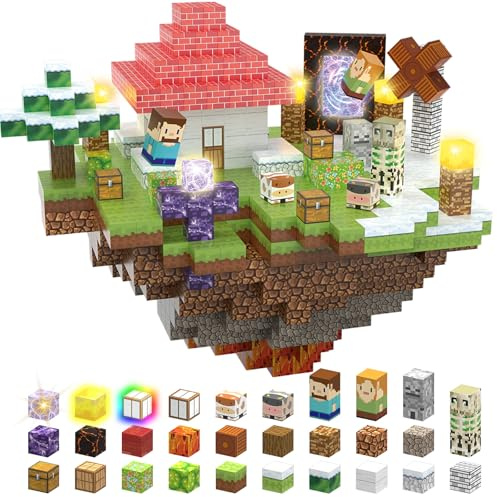Magnetische Bausteine 200 Stück 2.5 CM Magnetbausteine Set mit Zauberportal | Leuchtende MagnetSpielzeug Konstruktionsspielzeug für Kinder ab 3 4 5 6 7 9-12 Jahre Geburtstagsgeschenk für Jungen Mädchen