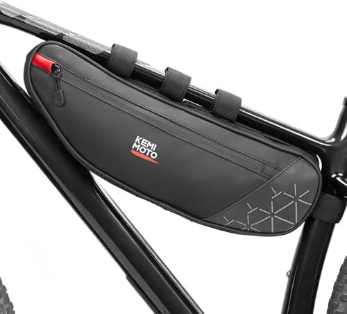 KEMIMOTO Fahrrad Rahmentasche, 3.5L Fahrradtasche Rahmen, Wasserabweisende Oberrohrtasche Fahrrad, für Rennrad, MTB, E-Bikes, Reflektierende, Schwarz