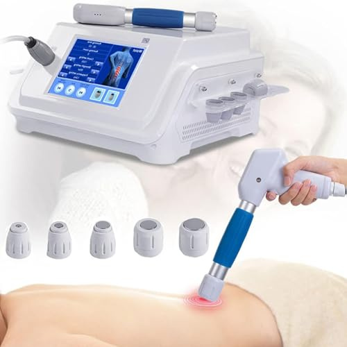 Máquina de Terapia con Ondas de Choque, Máquina de Terapia Muscular con Ondas de Choque Extracorpóreas Dispositivo de Tratamiento ED de Energía con 5 Cabezales Masaje