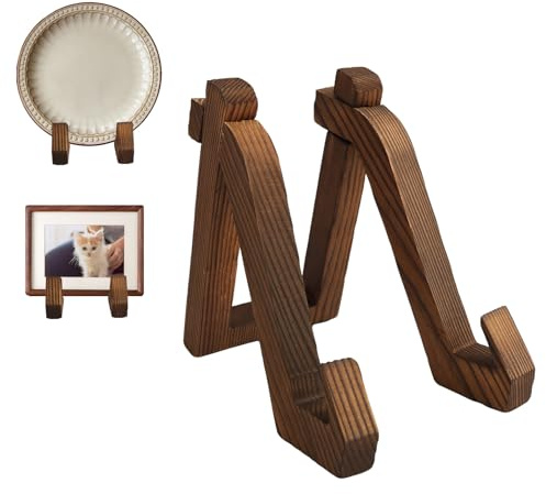 Annlpoy Tellerständer Holz - Tellerhalter Ständer Es Kann als Display Ständer für Fotos, Bilder und Schallplatten, Robustes Kiefernholz, Ideal für Dekoration und Präsentation, 15,2 cm