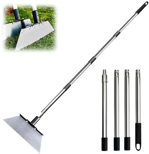 Pala de jardín multifuncional de 120/160 cm con mango de extensión de acero inoxidable, herramienta de jardinería, rascador de jardín, para exterior, casa, granja (160 cm)