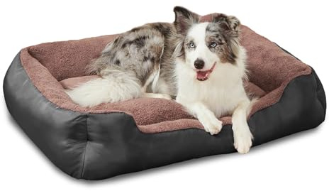Großes Hundebett, waschbares Haustierbett mit Seiten, Komfort große Hundesofa mit rutschfester Unterseite, Schwarz