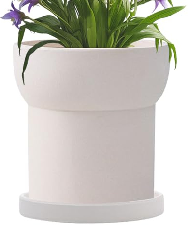 Générique Pot De en Céramique - Récipient Glacé Blanc avec Trous De Drainage pour Intérieures | Pots en Céramique Décoratifs pour Le D'orchidées De Cactus Aloe Monstera | Pot De De P