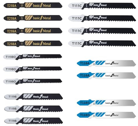 Lot de 20 lames de scie sauteuse T-Schaft en acier HSS, HCS et Cr-V, compatibles avec la plupart des marques, lames pour bois, métal et plastique, durable et polyvalente pour scies sauteuses