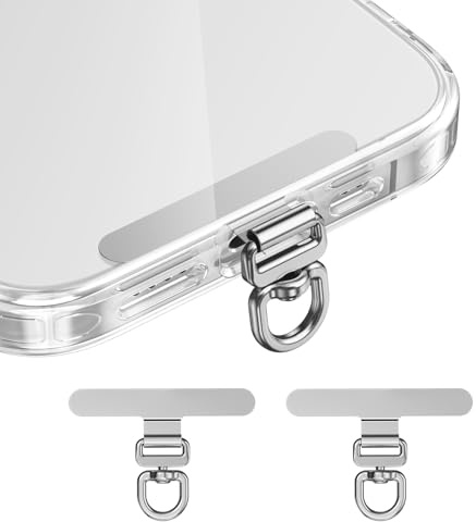 saxsion Phone Tether Tab & Lanyard Tab, 360° Swivel Clip - Ultra Thin Stainless Steel Universal Patch for All Phone Cases