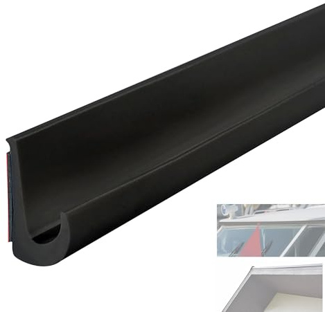 RV Rain Gutter, Black 5M J Shape RV Rain Gutter, Ford Transit TPE Rain Gutter Self Adhesive, Silica Gel Motorhome Roof Rain Gutter, Roof Rain Diversion Strip for Gazebo, Truck, RV, Boat, Van, Door
