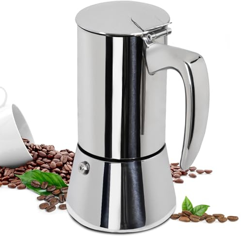 Supvision 2 Cup Thickened Moka Pot 304 Stainless Steel 100ml Italian Espresso Coffee Maker Stovetop CoffeeMakers Mocha Pot Percolator for Induction Stove Classic Cafe Makers Portable for Easy Brewing