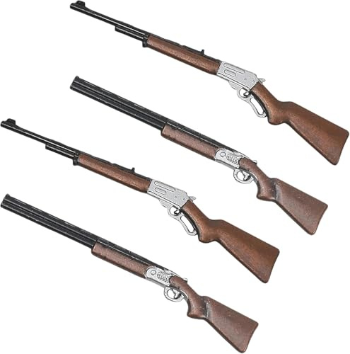4 rifles en miniatura para manualidades, pistola pequeña, accesorio de francotirador falso a escala 1/12 para decoración de casa de muñecas, mini pistolas de caza, figuras en miniatura, accesorios