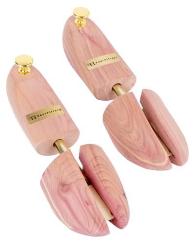 FootFitter Cedar Shoe Trees for Men, Adjustable Wide-Heel with Brass Knob for Shape Retention & Crease Prevention (PH31)
