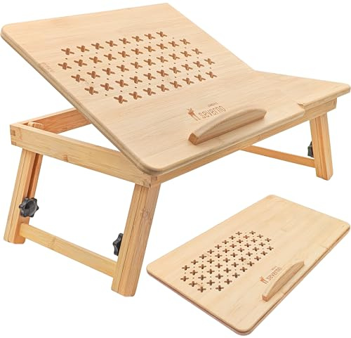 Happy Sunday - Mesa plegable para ordenador portátil, ajustable, con ventilación, soporte de cama de madera