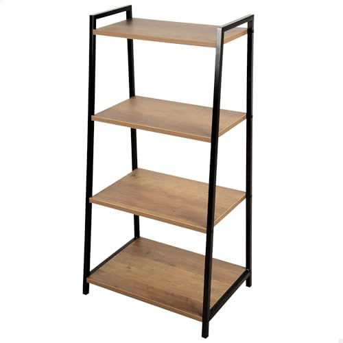 AKTIVE Max Home Étagères à échelle Fixe 4 Niveaux, 43x30x90 cm, Bois et métal, Poids Maximum supporté 16 kg, Bibliothèques, Étagères de Rangement, Meubles de Salon, Style Industriel (18454)
